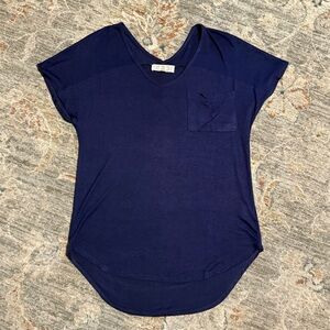Navy Blue V-Neck Top